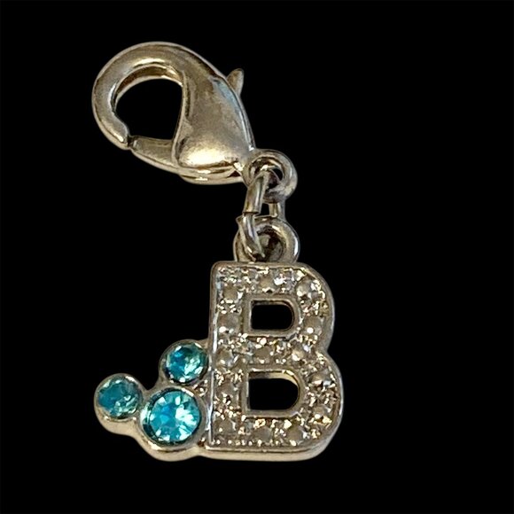 Vintage Disney Blue Crystal Mickey Mouse Ears Charm Clip On Initial Letter B - Picture 1 of 8